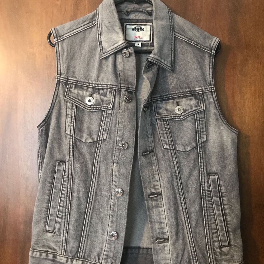 Grey jean vest